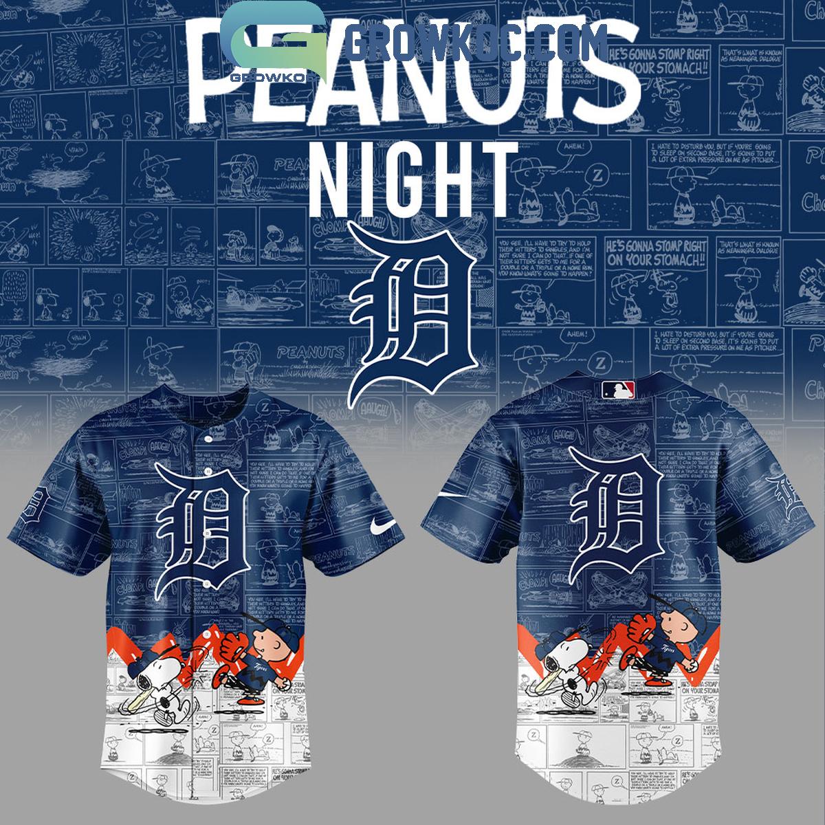 Detroit Tigers 75th Anniversary Of Peanuts Baseball Jersey baseball jersey product view 1