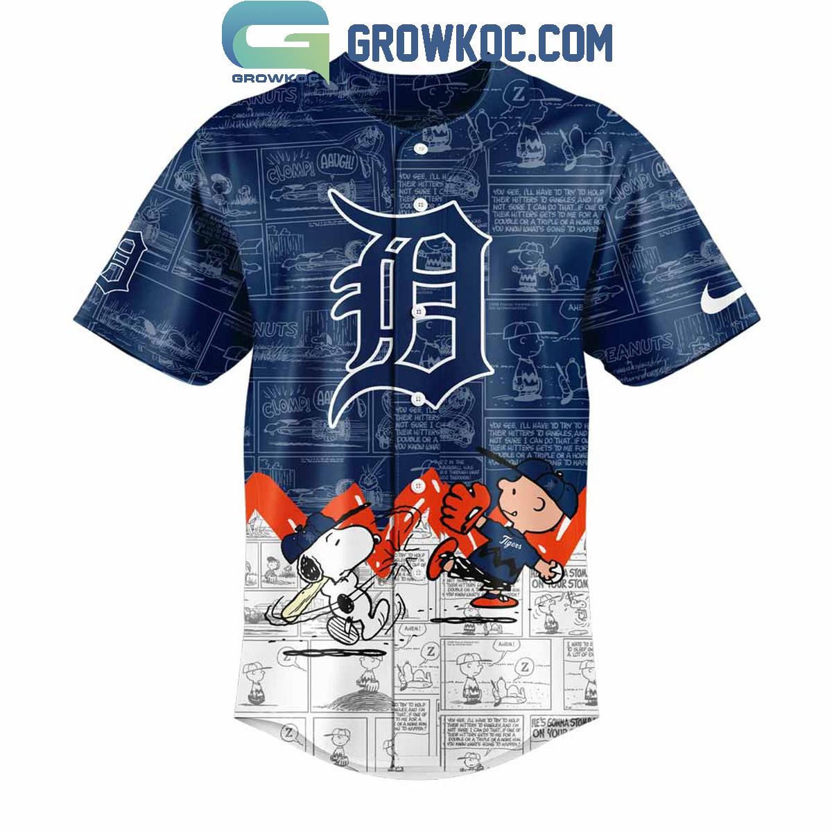 Detroit Tigers 75th Anniversary Of Peanuts Baseball Jersey baseball jersey product view 2