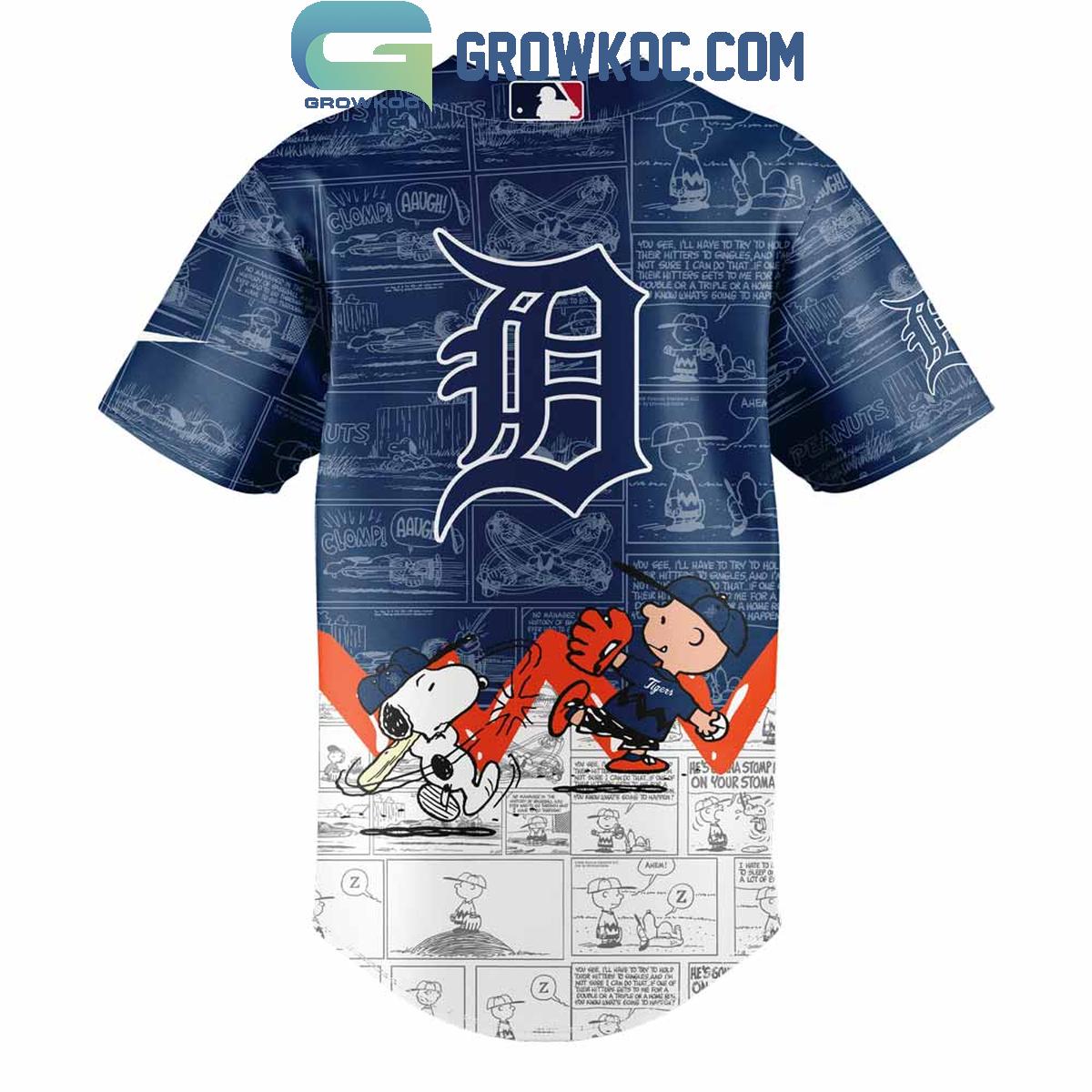 Detroit Tigers 75th Anniversary Of Peanuts Baseball Jersey baseball jersey product view 3
