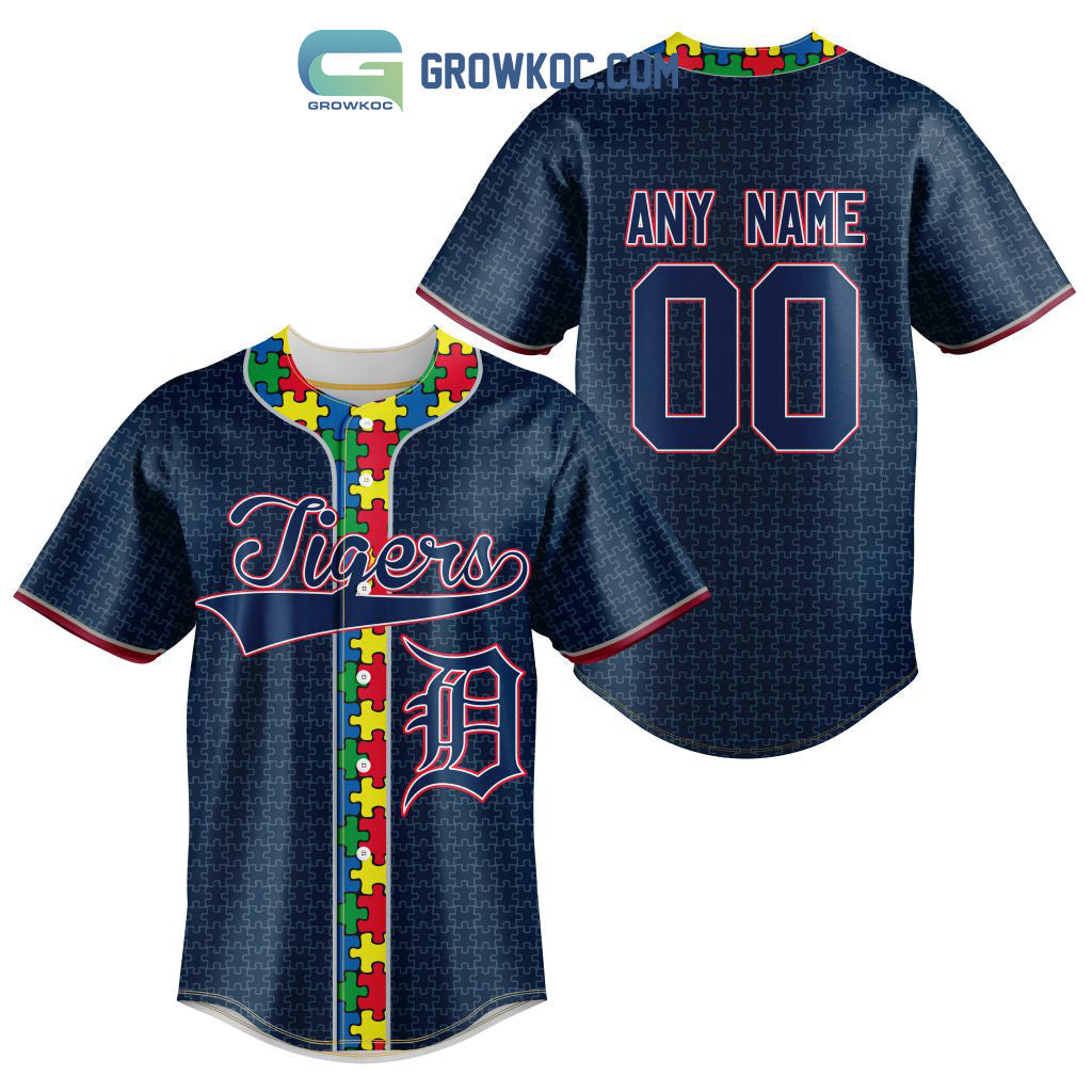 Detroit Tigers MLB Fearless Against Autism Personalized Baseball Jersey baseball jersey product view 1