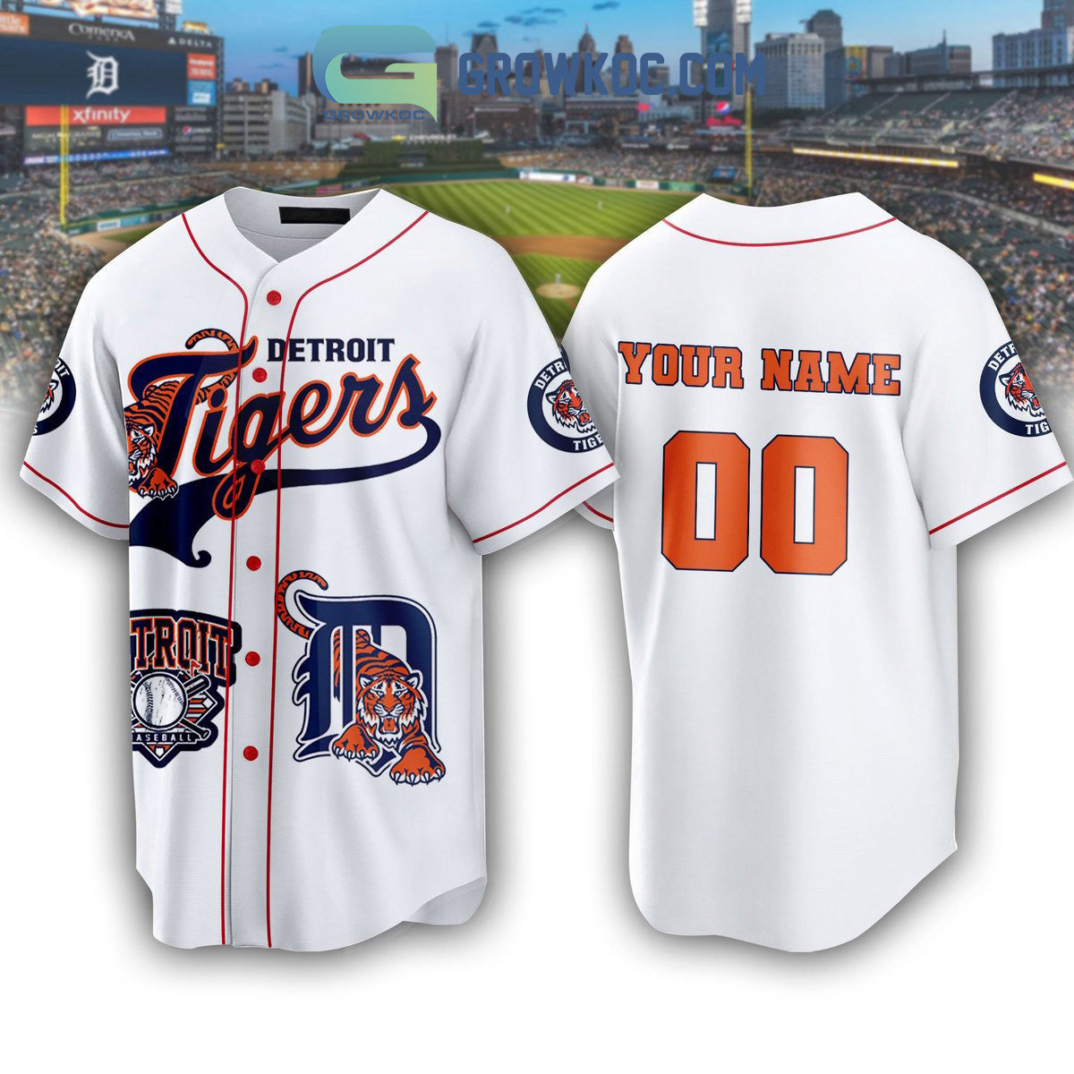 Detroit Tigers MLB Home Kit Personalized Baseball Jersey baseball jersey product view 1