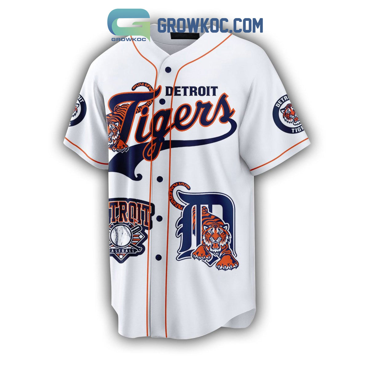 Detroit Tigers MLB Home Kit Personalized Baseball Jersey baseball jersey product view 2