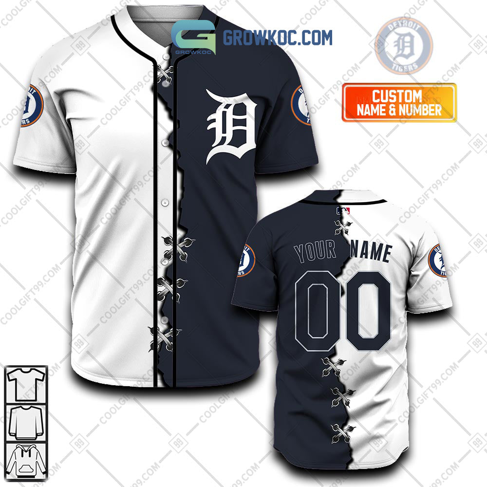 Detroit Tigers MLB Personalized Mix Baseball Jersey baseball jersey product view 1
