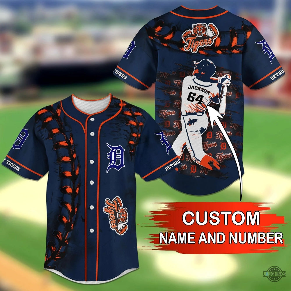 Detroit Tigers Mlb Personalized Name Number Baseball Jersey Shirt All Over Printed Tigers Uniform Jerseys Near Me 2023 Custom Gift For Fans baseball jersey product view 1