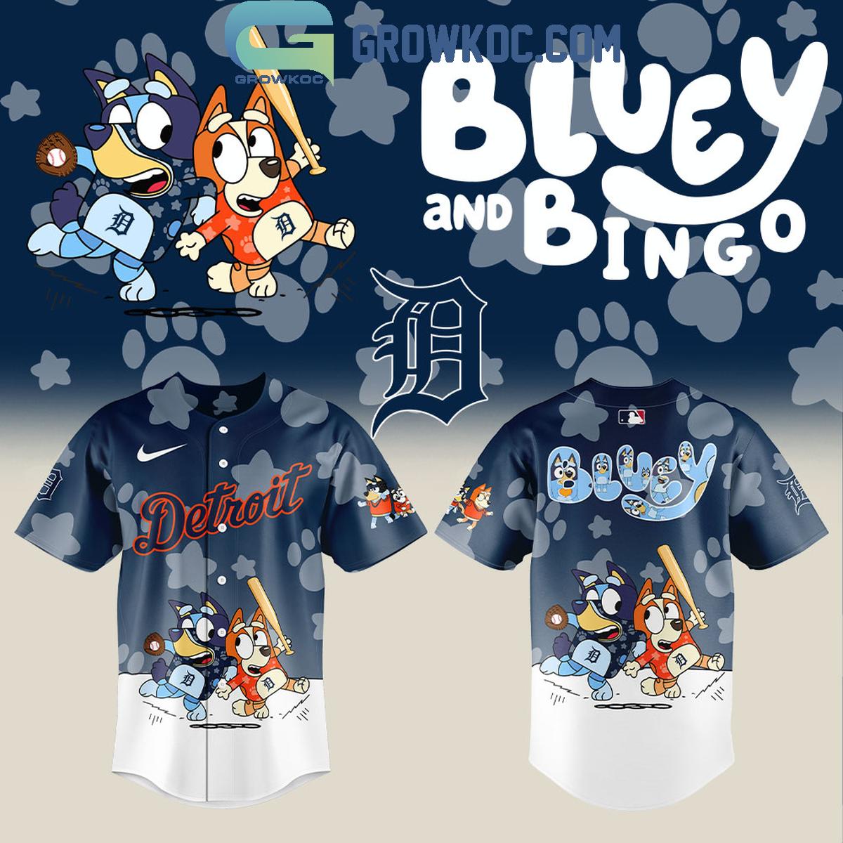 Detroit Tigers x Bluey and Bingo Baseball Jersey baseball jersey product view 1
