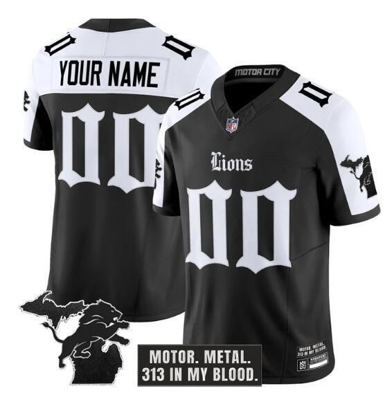Detroit Lions Active Player Custom Black Alternate 2025 F.U.S.E. 'Gothic Motor Grit Football Jersey football jersey product view 1