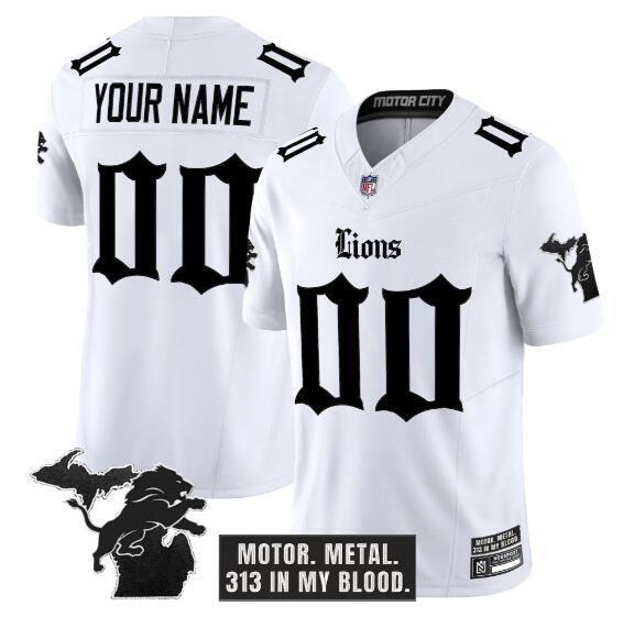 Detroit Lions Active Player Custom White 2025 F.U.S.E. 'Gothic Motor Grit Edition' Vapor Football Jersey football jersey product view 1