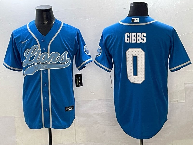 Detroit Lions #0 Jahmyr Gibbs Collaboration Football Jersey football jersey product view 1