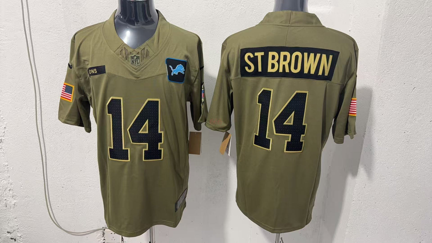 Detroit Lions #14 Amon-Ra St. Brown Style 1 Football Jersey football jersey product view 1