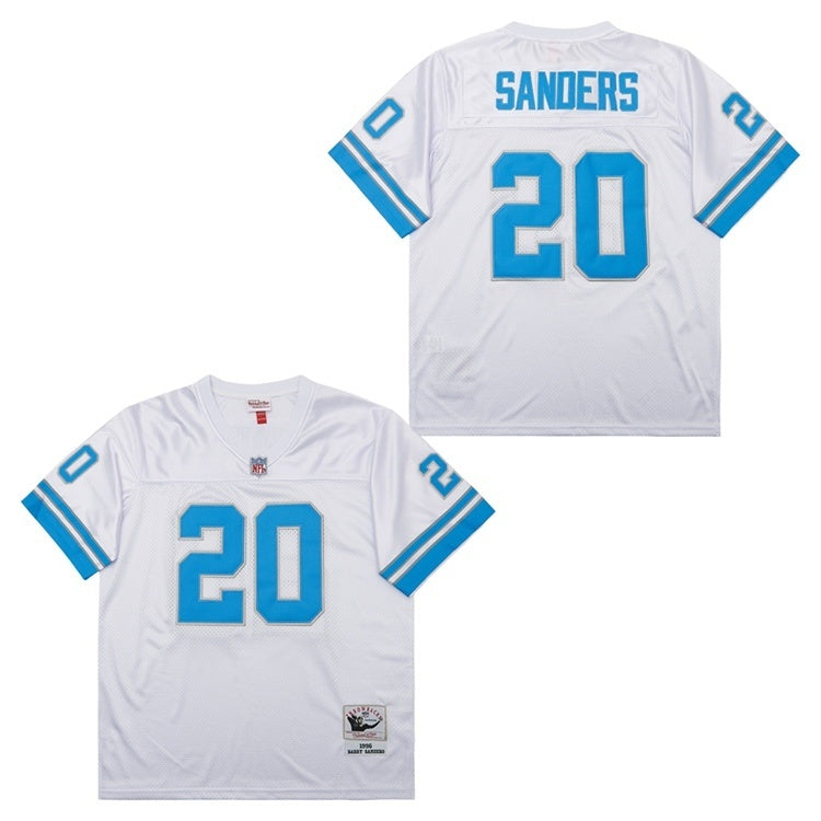Detroit Lions #20 Barry Sanders Lions 20 White 1996 Retro Football Jersey football jersey product view 1