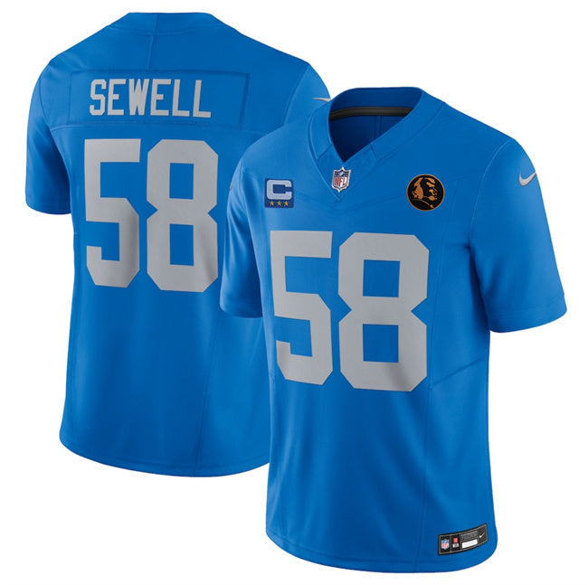 Detroit Lions #58 Penei Sewell Blue 2025 F.U.S.E. With 3 -Star C Patch And John Madden Football Jersey football jersey product view 1