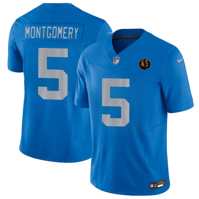 Detroit Lions #5 David Montgomery Blue 2025 F.U.S.E.With John Madden Patch Football Jersey football jersey product view 1