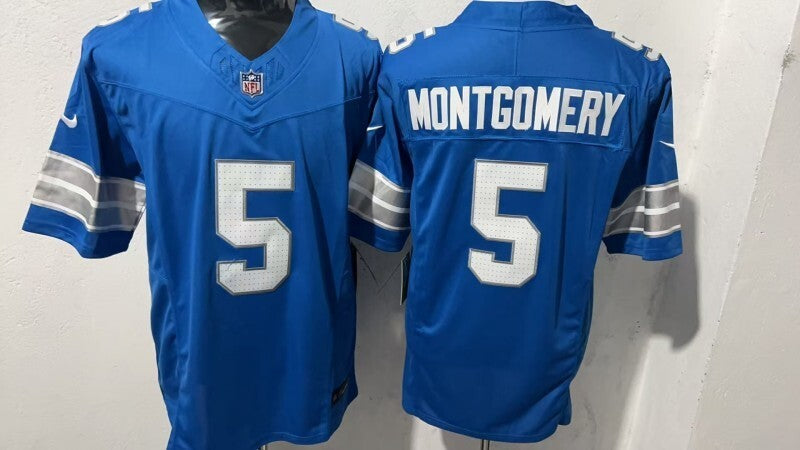 Detroit Lions #5 David Montgomery Style 1 Football Jersey football jersey product view 1