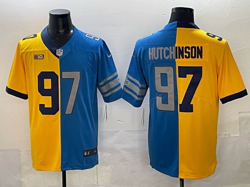 Detroit Lions #97 Aidan Hutchinson Split Adult Style 4 Football Jersey football jersey product view 1