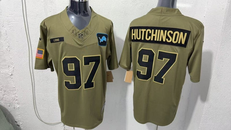 Detroit Lions #97 Aidan Hutchinson Style 1 Football Jersey football jersey product view 1
