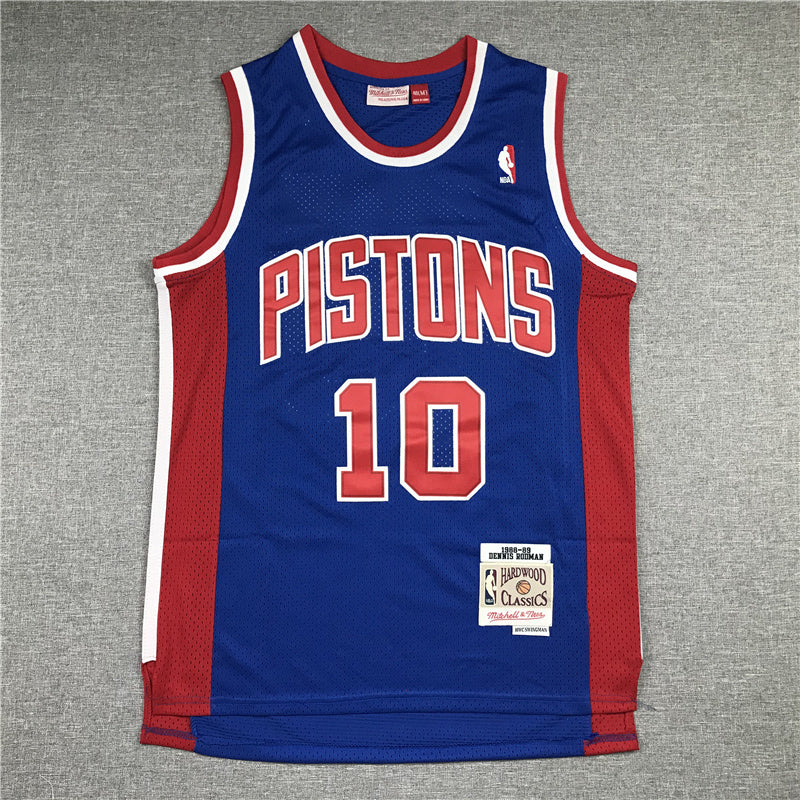 Detroit Pistons #10 Pistons 10 Blue Retro Logo Style 2 Basketball Jersey basketball jersey product view 1