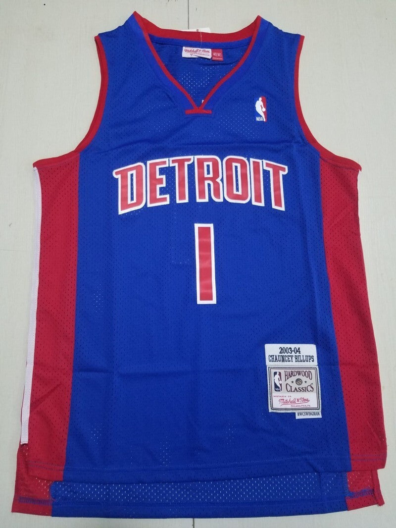 Detroit Pistons #1 Chauncey Billups Pistons 1 Blue s-xxl Style 2 Basketball Jersey basketball jersey product view 1