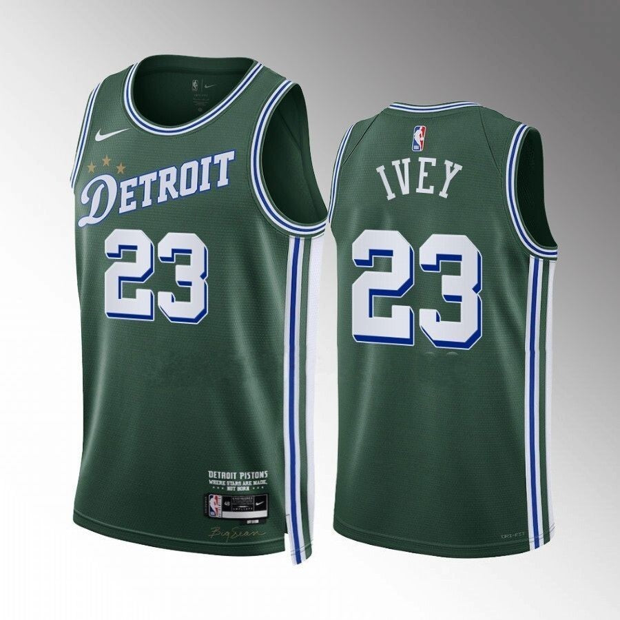 Detroit Pistons #23 Jaden Ivey 2022-23-city-edition-green-jersey Basketball Jersey basketball jersey product view 1