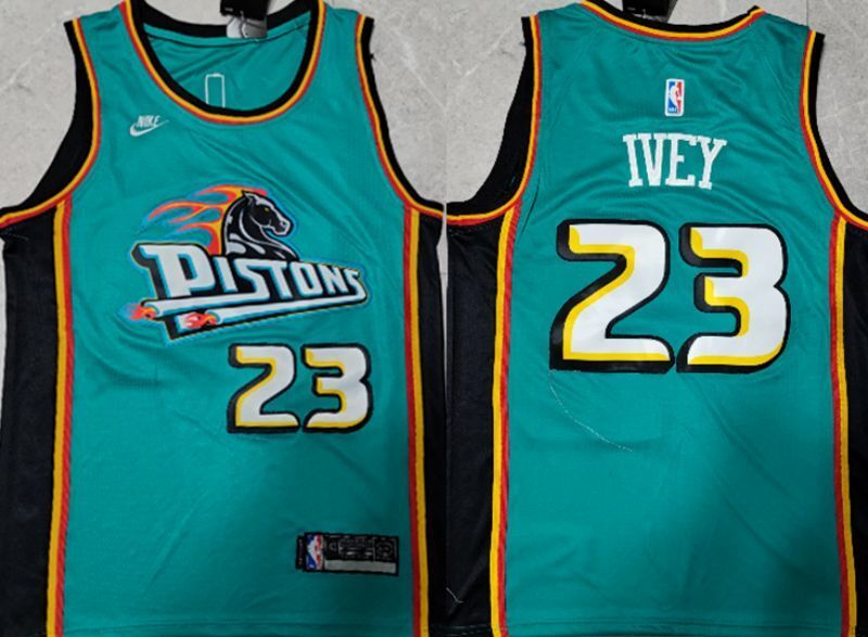 Detroit Pistons #23 Jaden Ivey 22-23 Season Pistons 23 # Ja · Green Jersey Basketball Jersey basketball jersey product view 1