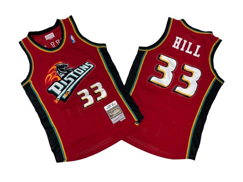 Detroit Pistons #33 Grant Hill Pistons 33 # Red 99-00 Season Mitchell Retro Jersey --. Hill Style 1 basketball jersey product view 1