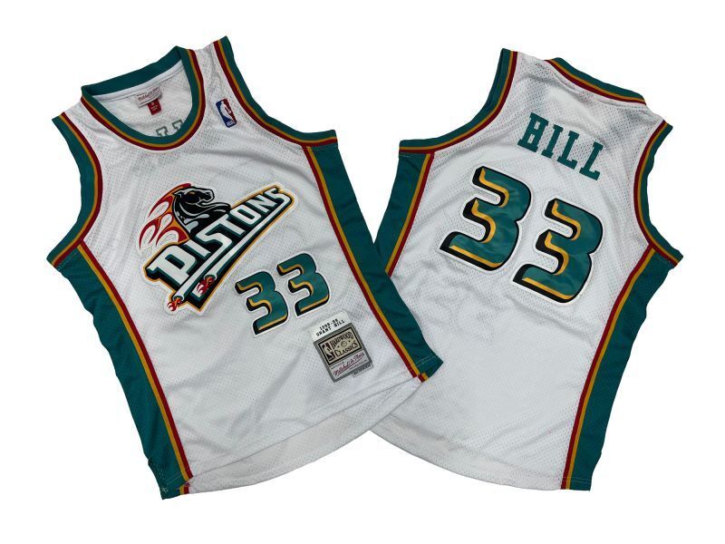 Detroit Pistons #33 Grant Hill Pistons 33 # White 98-9 Season Mitchell Retro Jersey --. Hill Style 1 basketball jersey product view 1