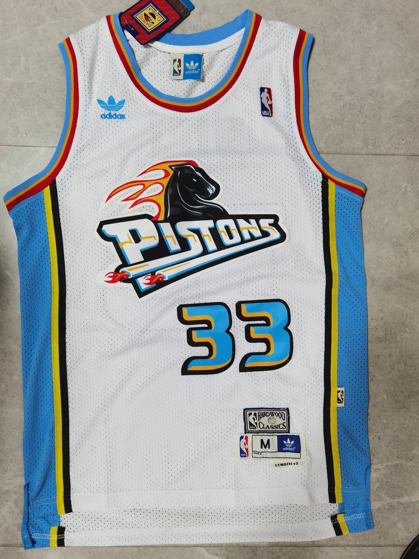 Detroit Pistons #33 Grant Hill Pistons 33 # White Retro Jersey Style 2 Basketball Jersey basketball jersey product view 1
