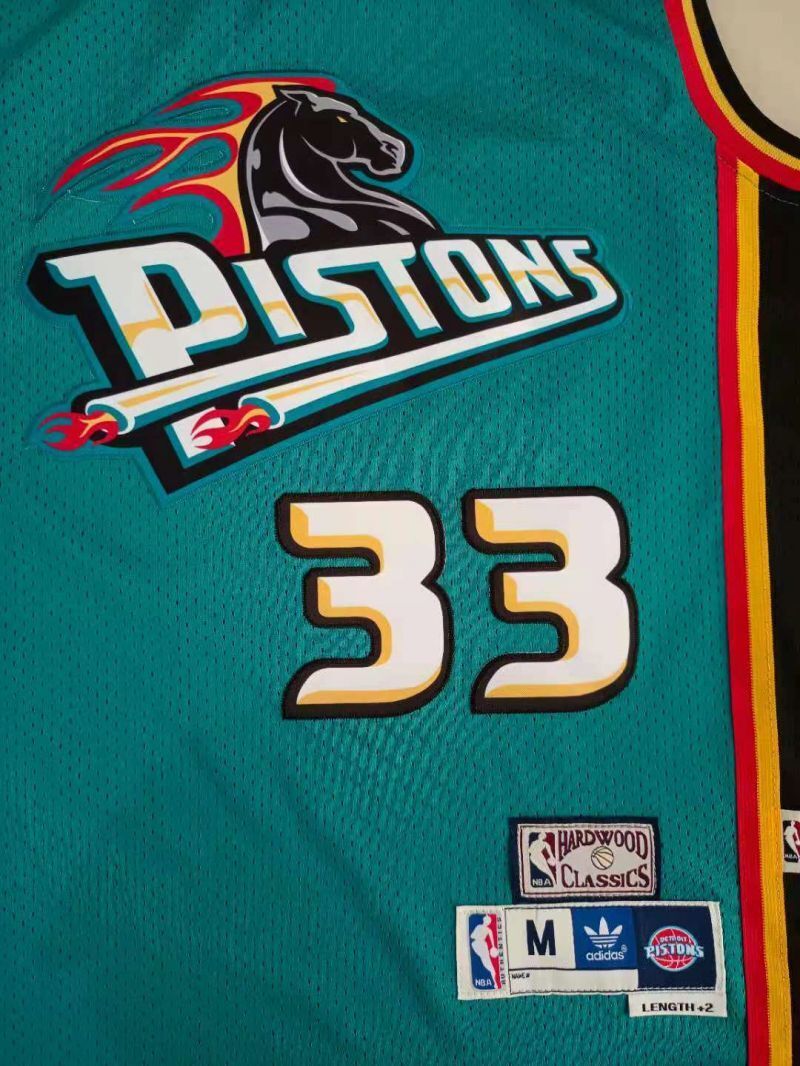 Detroit Pistons #33 Grant Hill Pistons 33# Green Hill Retro Jersey Style 1 Basketball Jersey basketball jersey product view 1