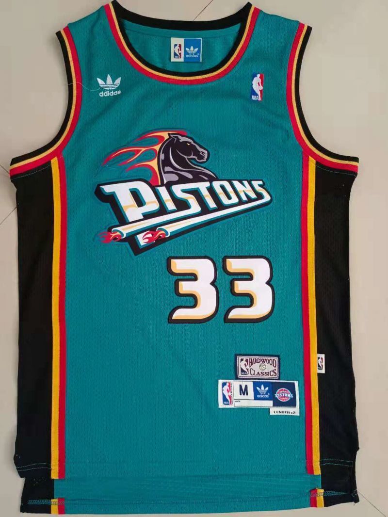 Detroit Pistons #33 Grant Hill Pistons 33# Green Hill Retro Jersey Style 4 Basketball Jersey basketball jersey product view 1