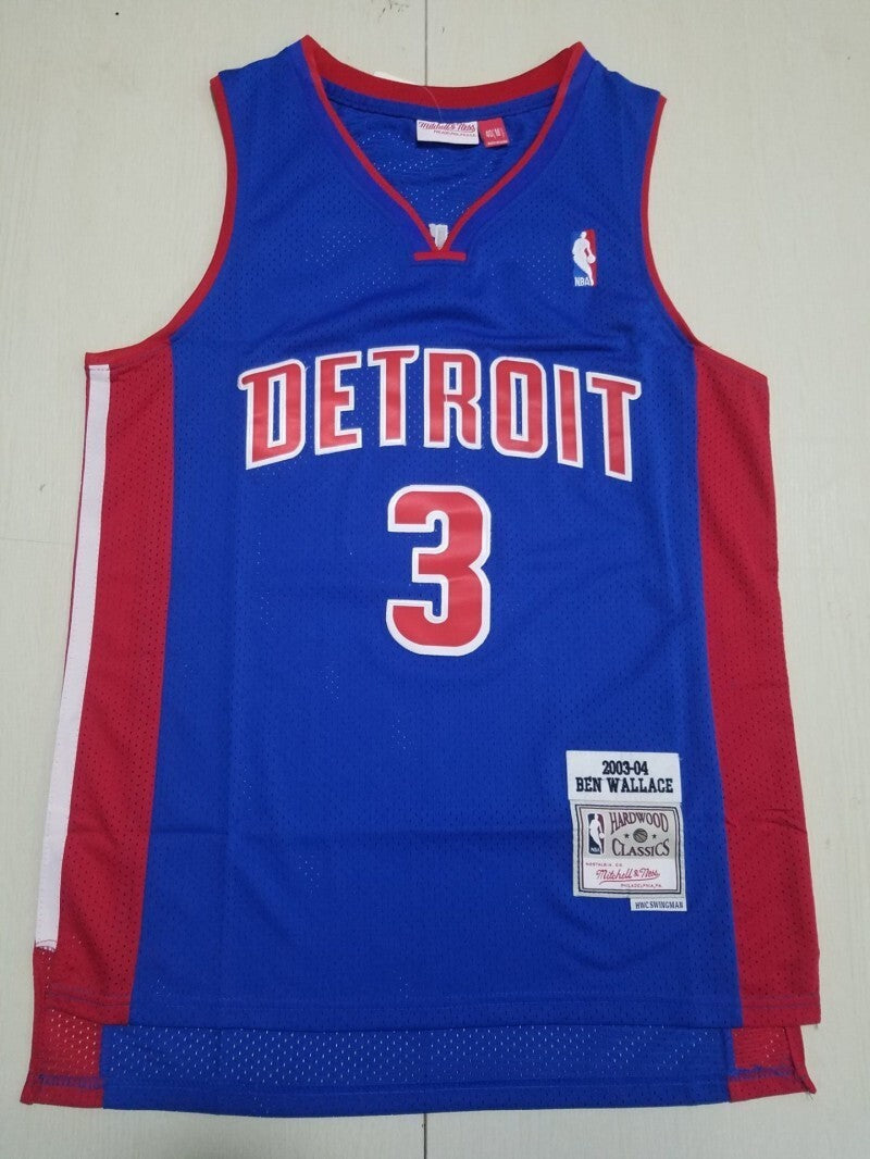 Detroit Pistons #3 Ben Wallace Pistons 3 Blue s-xxl Style 2 Basketball Jersey basketball jersey product view 1