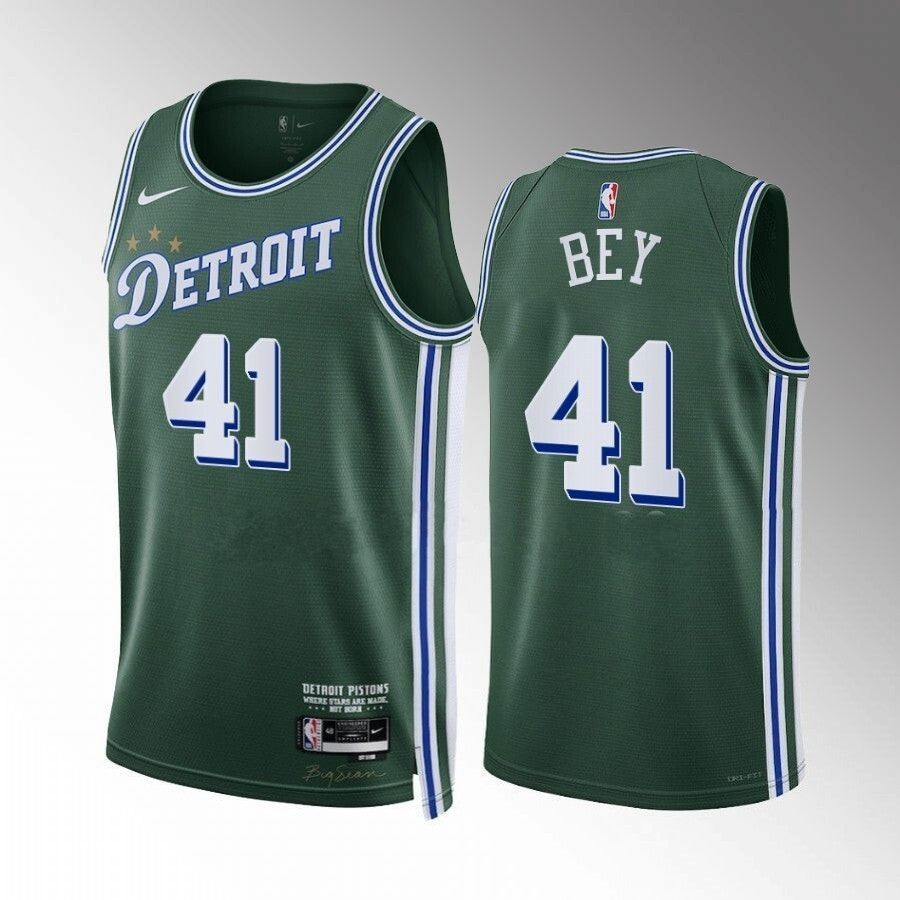 Detroit Pistons #41 Saddiq Bey 2022-23-city-edition-green-jersey Basketball Jersey basketball jersey product view 1