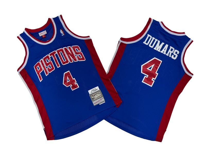Detroit Pistons #4 Joe Dumars Pistons 4 Colorful Blue 88-89 Season Mitchell Retro Jersey Style 1 basketball jersey product view 1