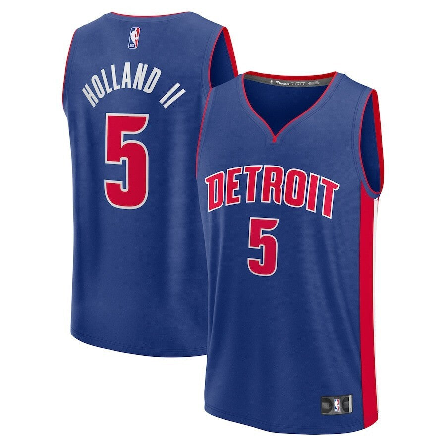 Detroit Pistons #5 Ron Holland 2024 NBA Draft Fast Break Player Jersey - Icon Edition - Blue basketball jersey product view 1