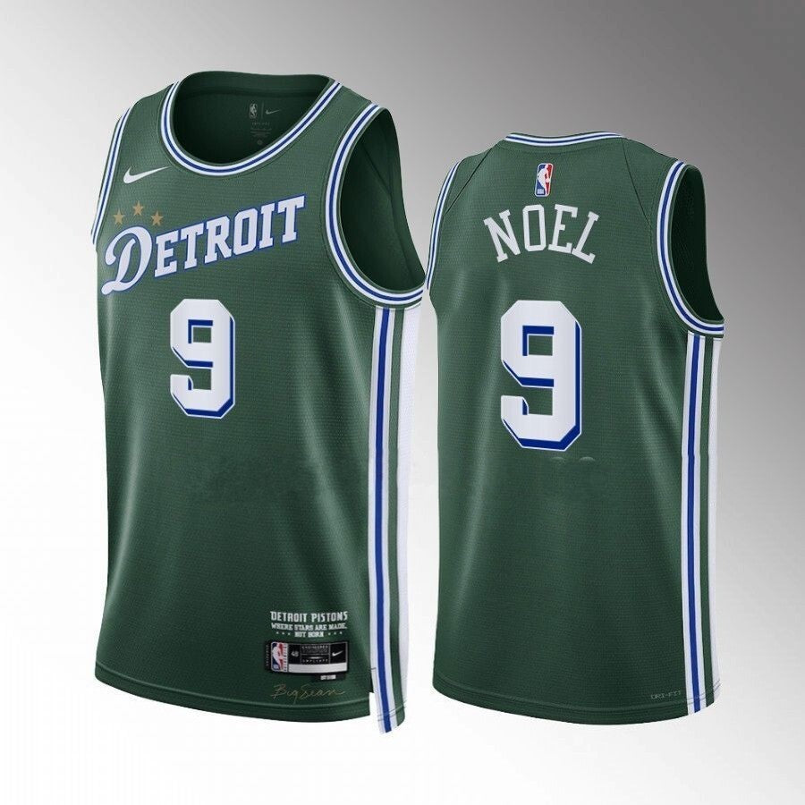 Detroit Pistons #9 Nerlens Noel 2022-23-city-edition-green-jersey Basketball Jersey basketball jersey product view 1