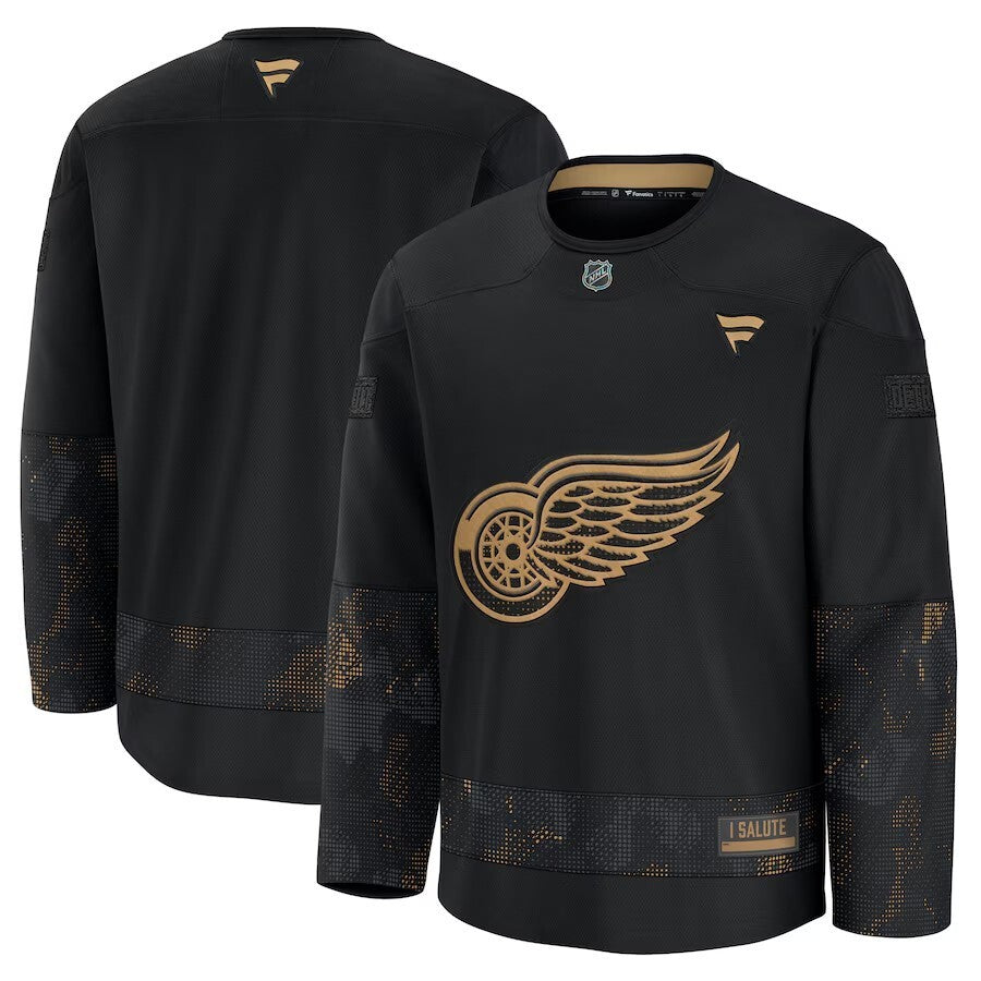 Detroit Red Wings 2024 Military Appreciation Practice Jersey - Black Hockey Jersey hockey jersey product view 1