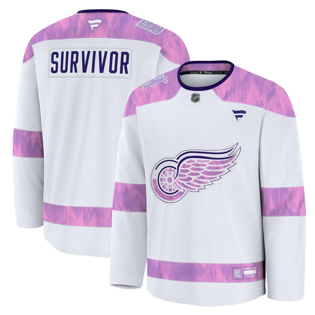 Detroit Red Wings Fanatics Hockey Fights Cancer Practice Jersey - White Hockey Jersey hockey jersey product view 1