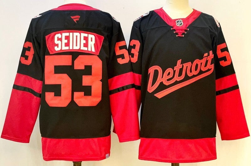 Detroit Red Wings #53 Moritz Seider Style 1 Hockey Jersey hockey jersey product view 1