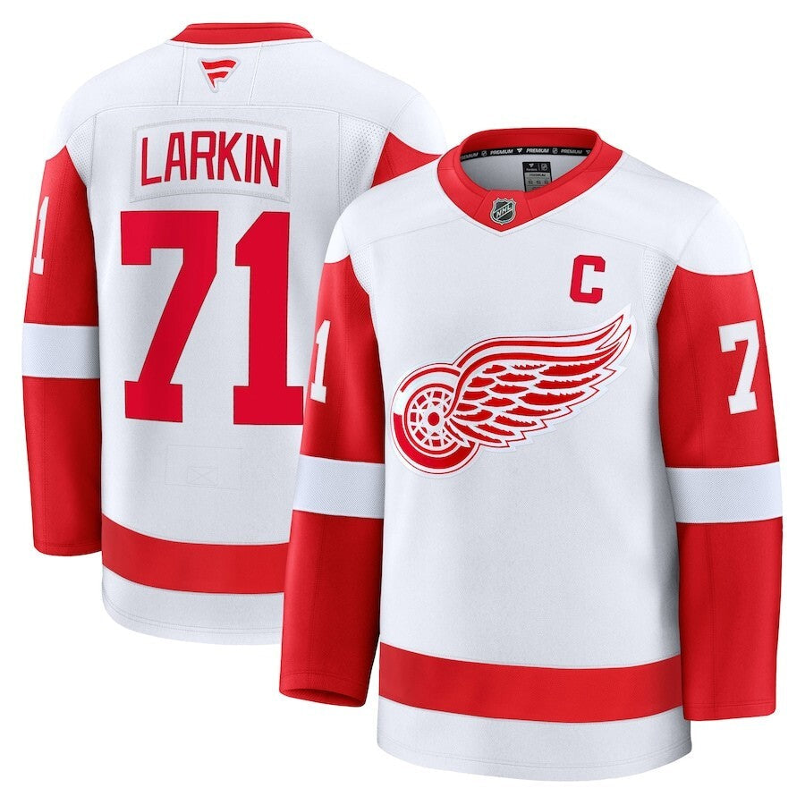 Detroit Red Wings #71 Dylan Larkin Away Premium Jersey - White Hockey Jersey hockey jersey product view 1