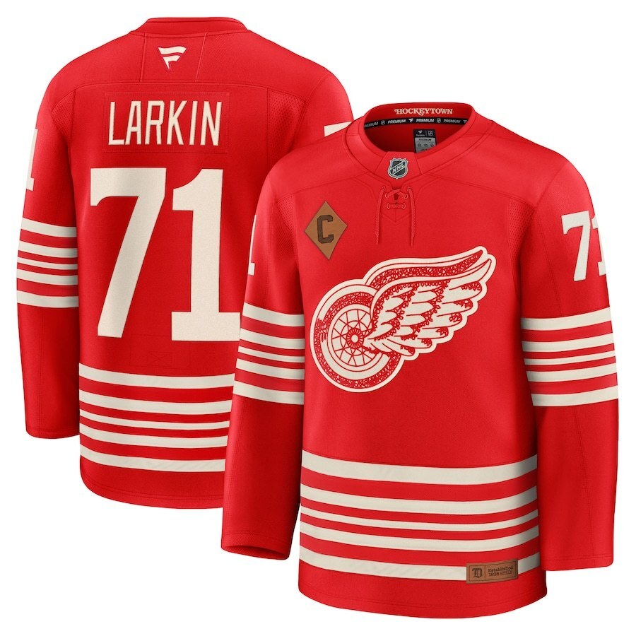 Detroit Red Wings #71 Dylan Larkin Centennial Premium Player Jersey - Red Hockey Jersey hockey jersey product view 1