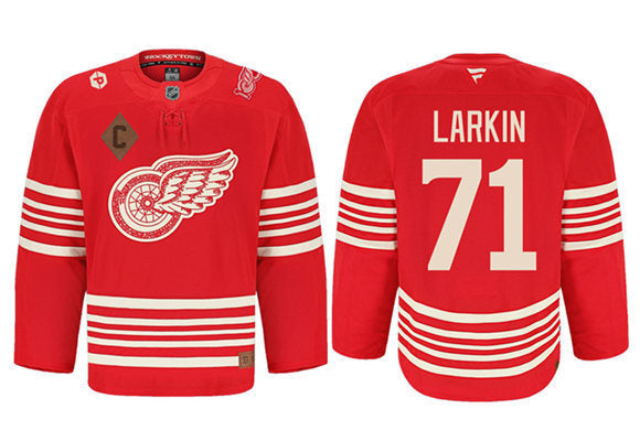 Detroit Red Wings #71 Dylan Larkin Red 2025 Centennial Premium With 100 Hockey Jersey hockey jersey product view 1