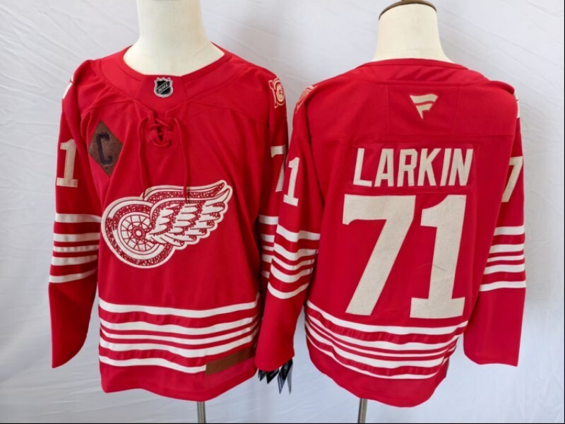 Detroit Red Wings #71 Dylan Larkin Red Wings 100 Hockey Jersey hockey jersey product view 1
