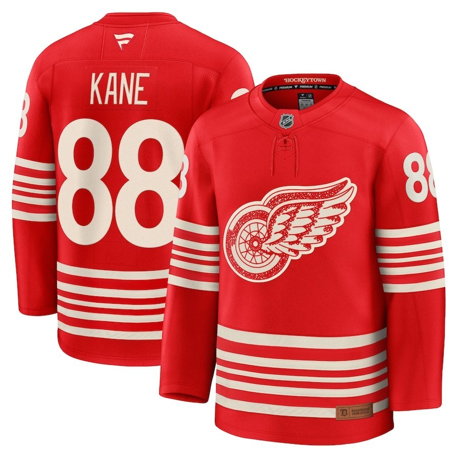 Detroit Red Wings #88 Patrick Kane Centennial Premium Player Jersey - Red Hockey Jersey hockey jersey product view 1
