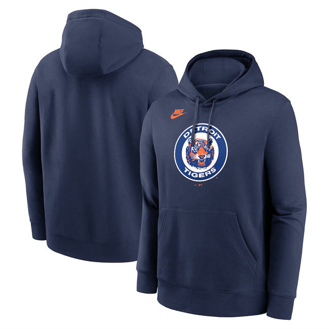 Detroit Tigers Navy Cooperstown Collection Logo Club Pullover Hoodie Baseball Jersey baseball jersey product view 1
