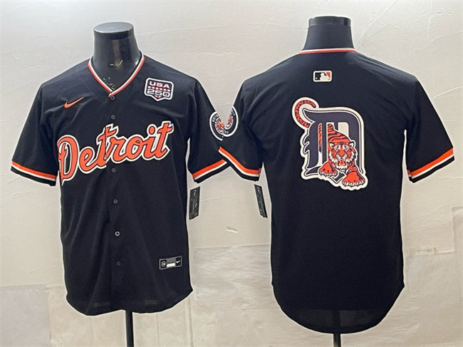 Detroit Tigers Team Big Logo Navy 2026 Alternate USA 250' Patch Vapor Premier Limited Baseball Jersey baseball jersey product view 1
