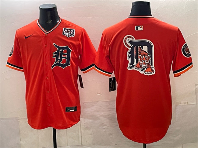 Detroit Tigers Team Big Logo Orange 2026 Alternate USA 250' Patch Vapor Premier Limited Baseball Jersey baseball jersey product view 1