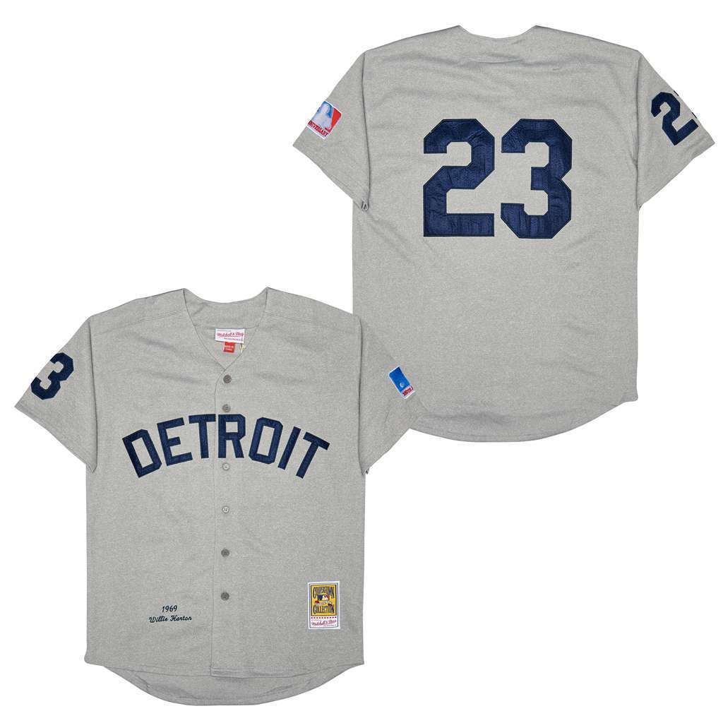 Detroit Tigers #23 Tigers 23 Hemp Gray Retro Baseball Jersey baseball jersey product view 1