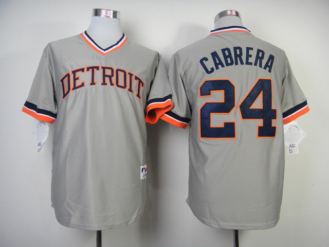 Detroit Tigers #24 Miguel Cabrera Tigers 24 Gray 1984 Inverted Baseball Jersey baseball jersey product view 1