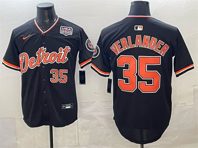 Detroit Tigers #35 Justin Verlander Navy 2026 Alternate USA 250' Patch Vapor Premier Baseball Jersey baseball jersey product view 1