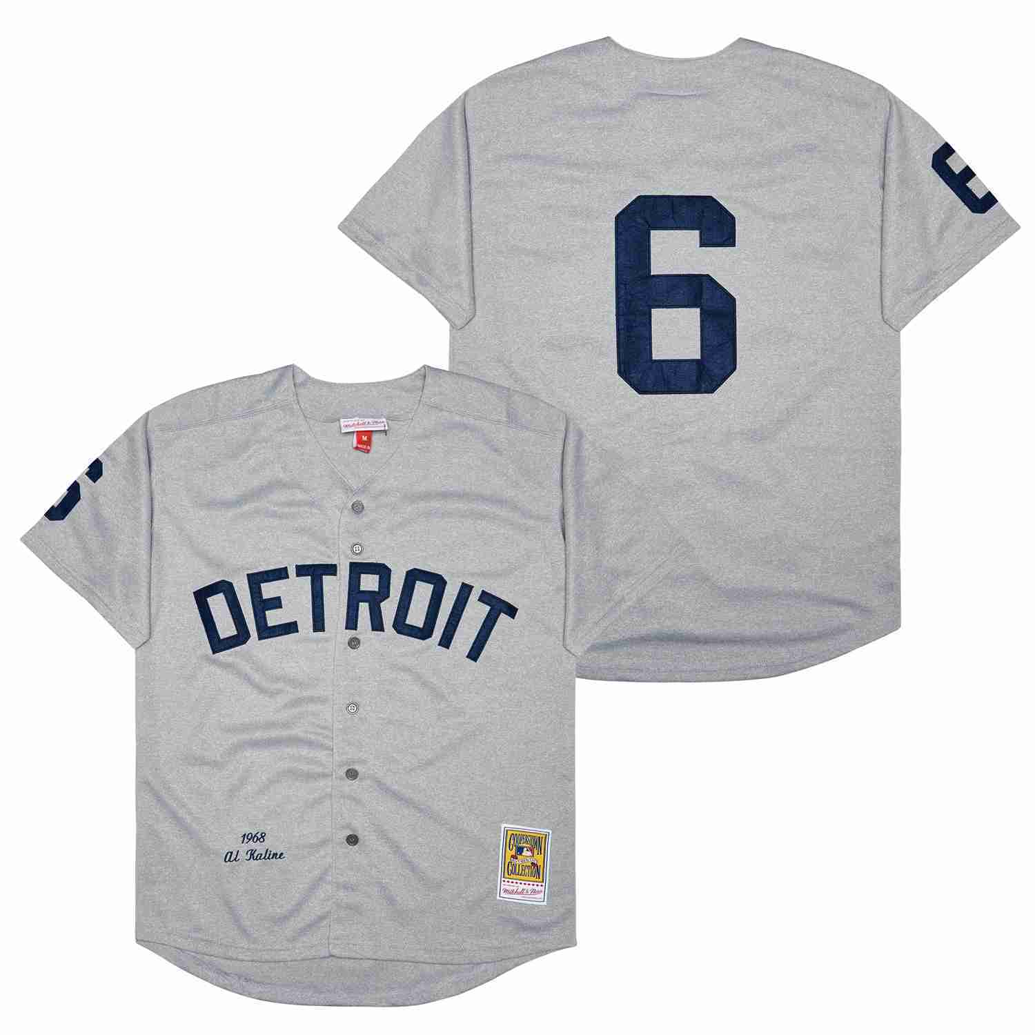 Detroit Tigers #6 Al Kaline Tigers 6 Hemp Gray 1968 Retro Style 1 Baseball Jersey baseball jersey product view 1