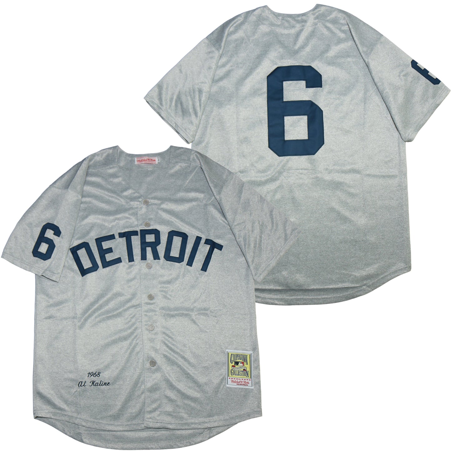 Detroit Tigers #6 Al Kaline Tigers 6 Hemp Gray 1968 Retro Style 2 Baseball Jersey baseball jersey product view 1
