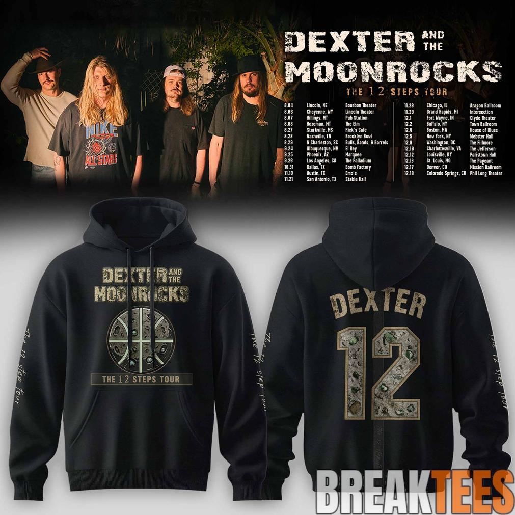 Dexter and The Moonrocks  The 12 Steps Tour 2026 Hoodie Black Unisex T-shirt, Sweatshirt, Hoodie, Long Sleeve Tee - T-Shirt, Sweatshirt, Hoodie